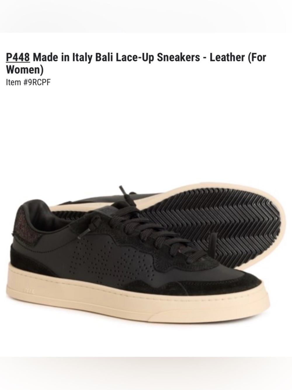 P448 Made in Italy Bali Up Women’s Black Sneakers